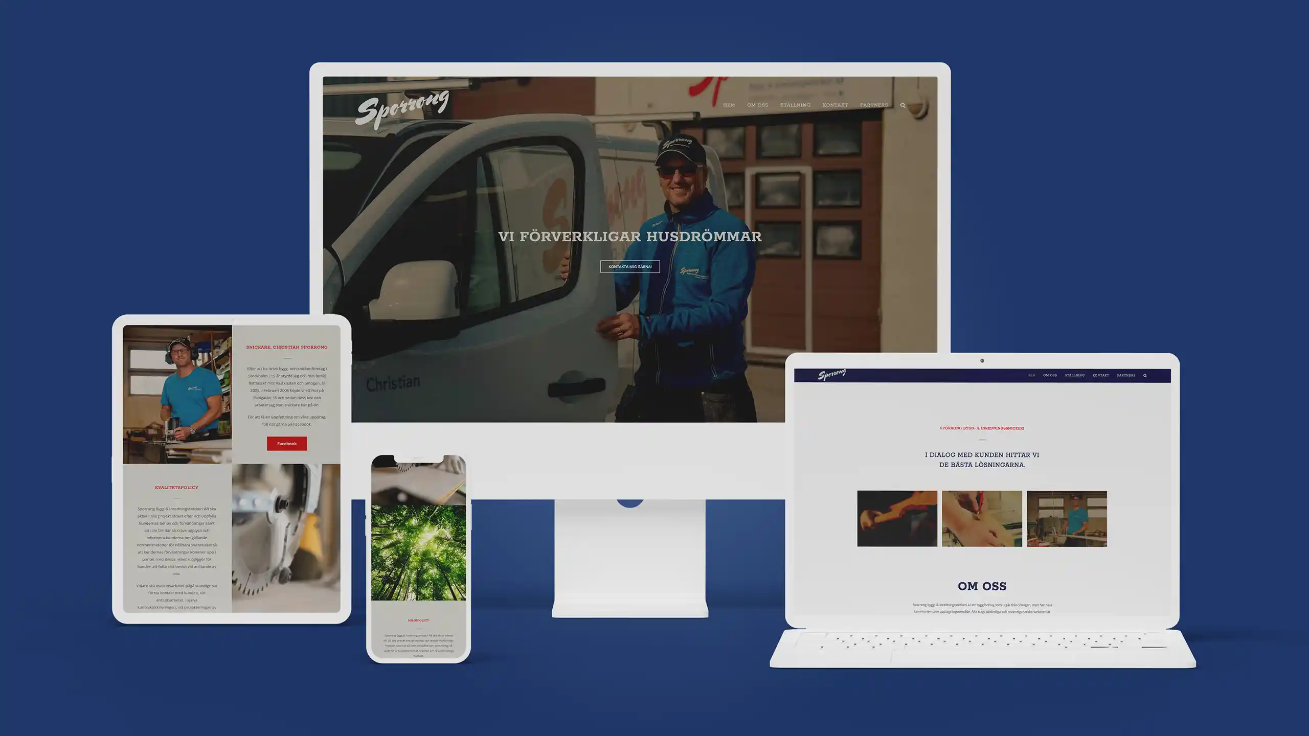 Webbdesign till Sporrong bygg- & inredningssnickeri AB på Smögen. Responsiv, adaptiv, mobilanpassad hemsida uppbyggd i Wordpress.