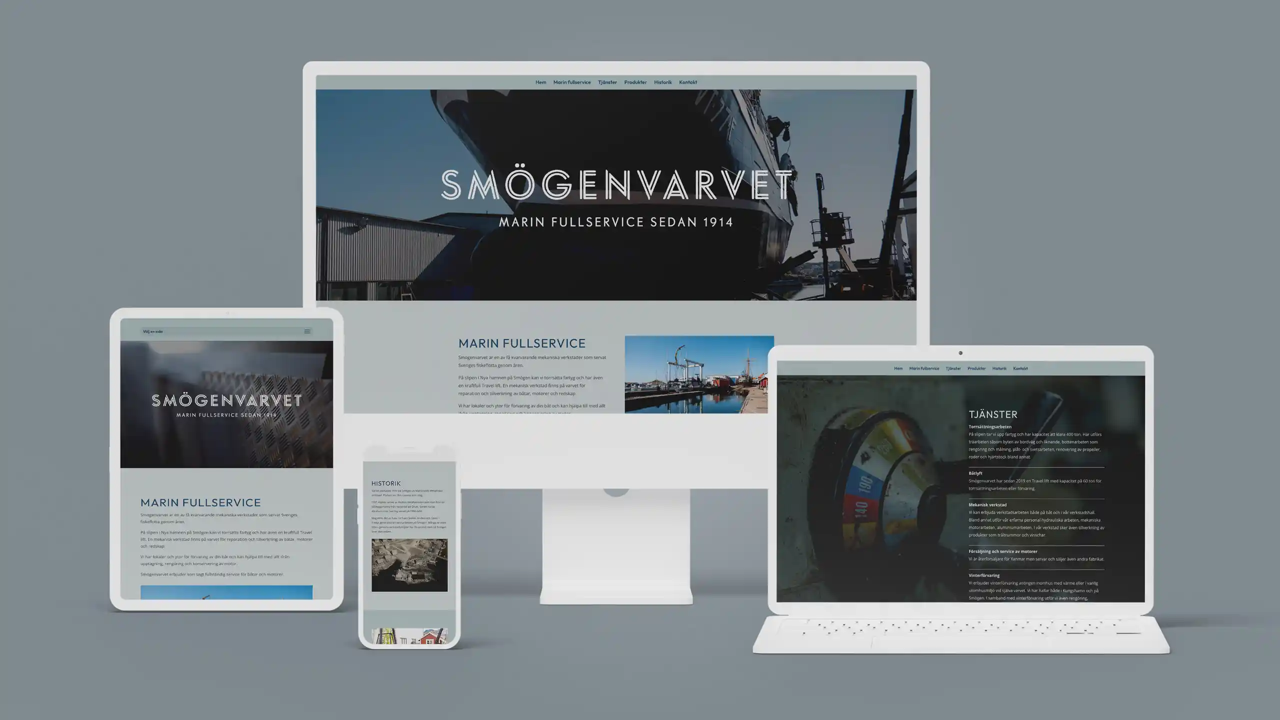 Webbdesign till Smögenvarvet. Responsiv, adaptiv, mobilanpassad hemsida uppbyggd i Wordpress.